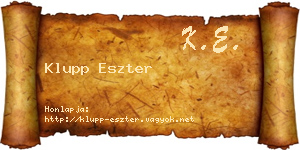 Klupp Eszter névjegykártya